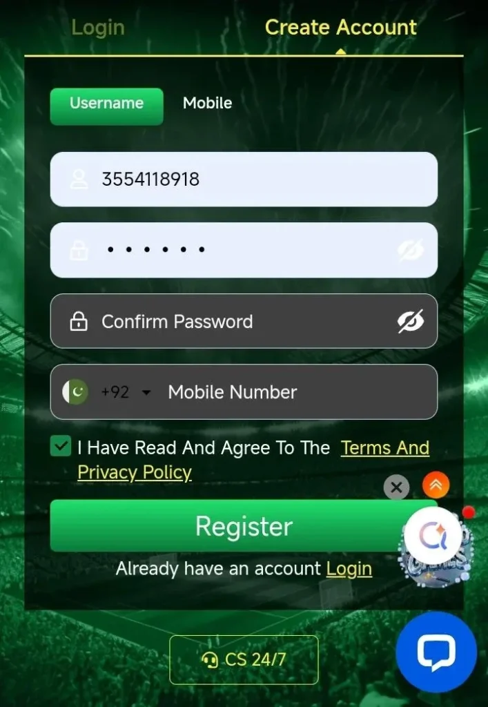E999 Game Register and Login Process